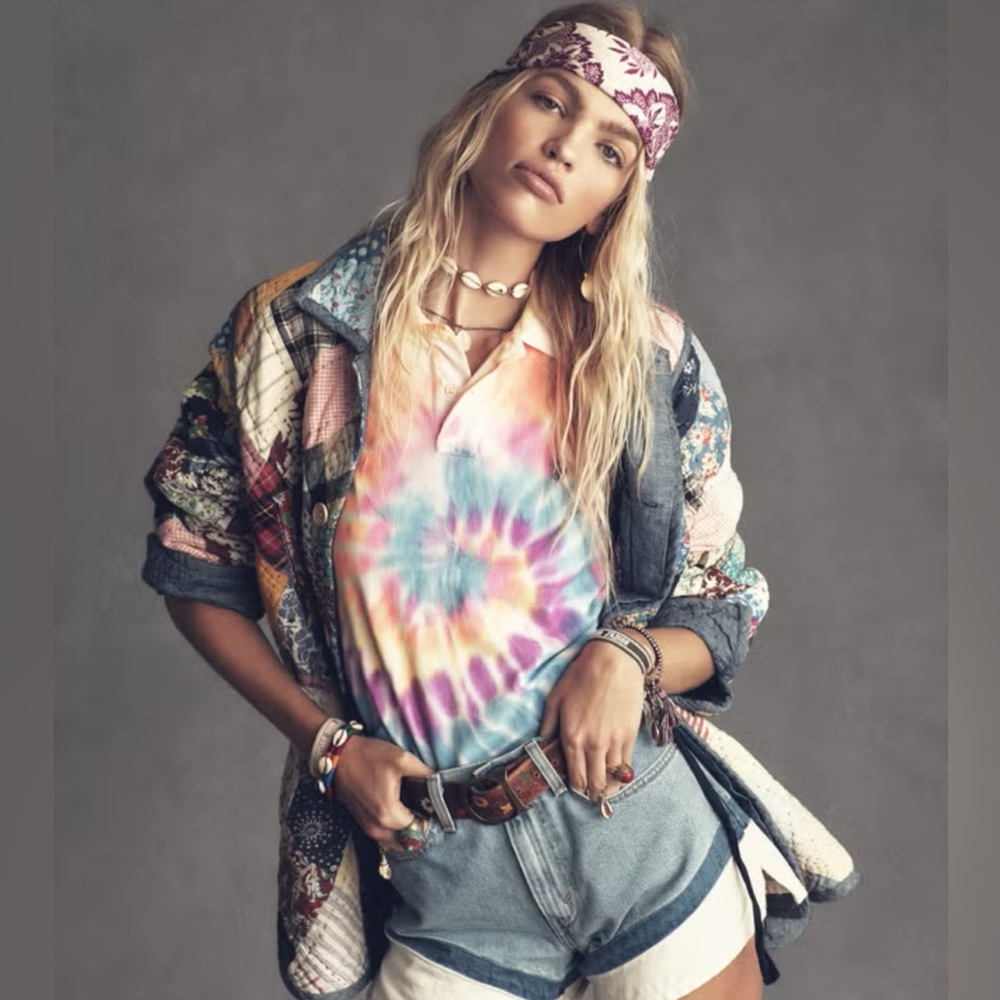 Polo Ralph Lauren Womens Classic Fit Tie Dyed Polo Shirt Multicolored Size XS